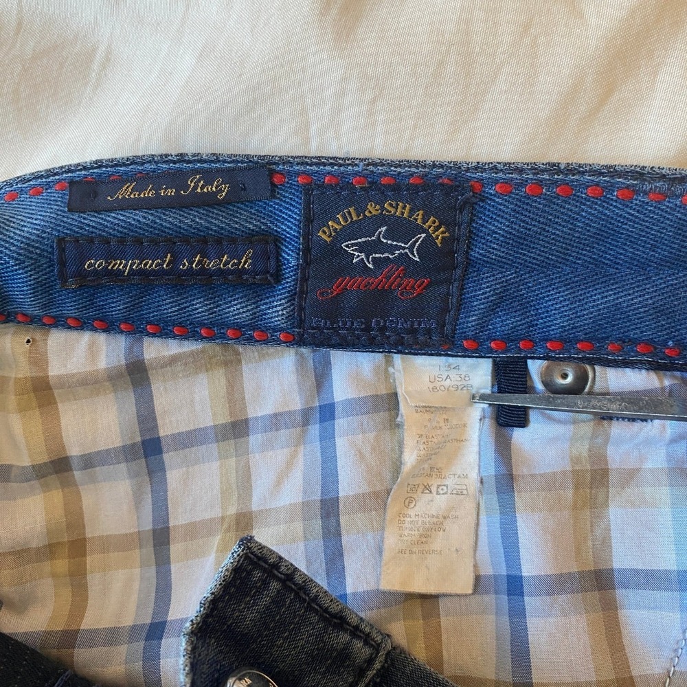 Paul & Shark Yachting Men's Washed Blue Denim Compact Stretch Jeans  size 38x32 - Picture 7 of 8